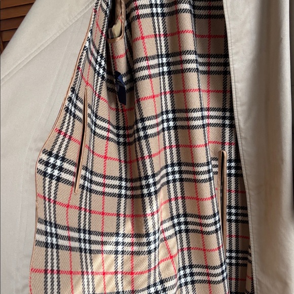 Vintage Burberry Overcoat Mens Tan Novacheck Plaid Long Checkered Trench SZ 46 - Picture 7 of 16